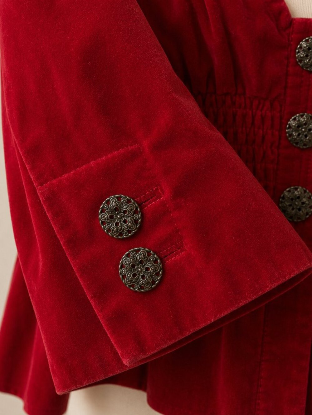 Anthropologie Red Velvet Peplum Blazer - Picture 4 of 8